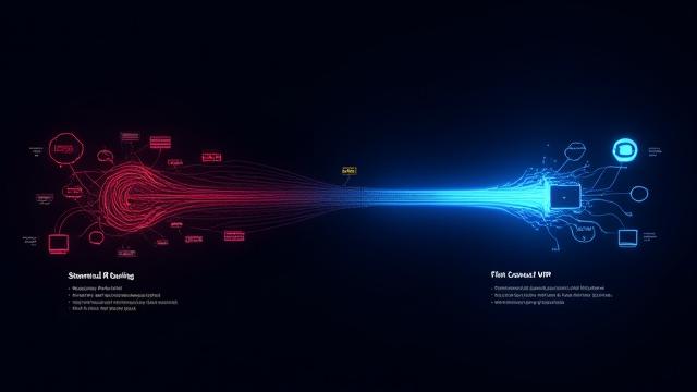 Diagram comparing convoluted standard ISP routing vs. direct, optimized Flint Connect VPN routing to a game server.